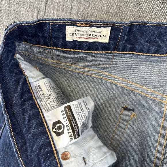 Levi's 511 Jeans 32X34 Mens Dark Blue Jeans Premium Denim BIG E Leather Patch - Picture 3 of 8